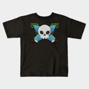 Surfing crew Jolly Roger pirate flag (no caption) Kids T-Shirt